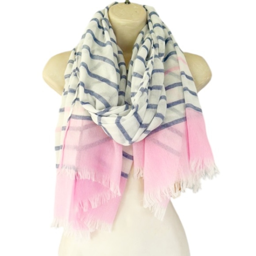 Cotton On summer days gray pink multi stripe lightweight scarf one size